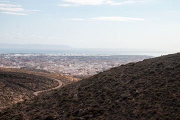 Scenic panorama of the gulf of Almeria and the city from the nearby hills