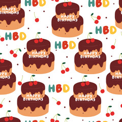 seamless pattern hand drawing cartoon birthday cake. for kids wallpaper, fabric print, textile, gift wrapping paper
