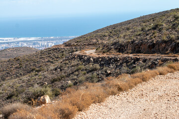 Scenic panorama of the gulf of Almeria and the city from the nearby hills