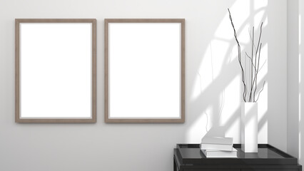 modern classic interior room with white blank frame on wall. 3D illustration
- 492408538