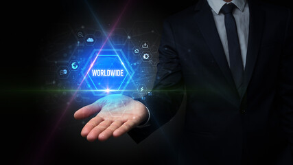 Man hand holding social inscription