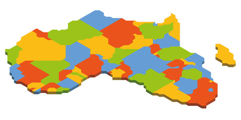 Isometric political map of Africa