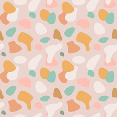 Abstract pastel shapes seamless pattern. Boho spots. Bohemian style for clothing. Vector stock illustration