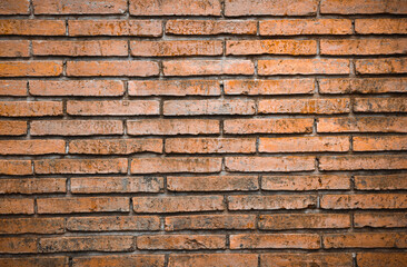 red brick block wall texture old background with copy space