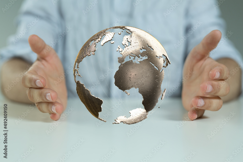 Poster communication technology for internet business. global world network and telecommunication on earth 