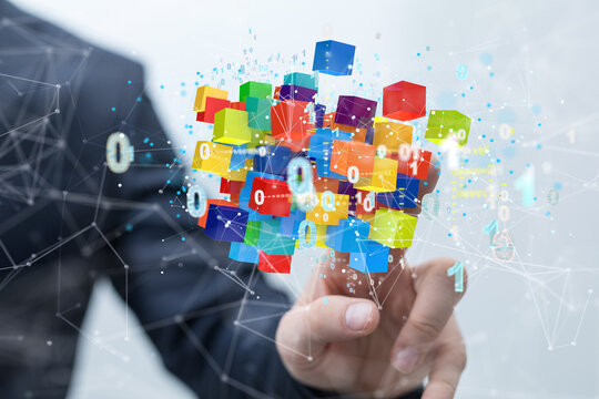 Artificial Intelligence Cloud technology. Integrated digital web concept background