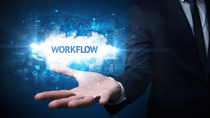 Hand of Businessman holding motivational message