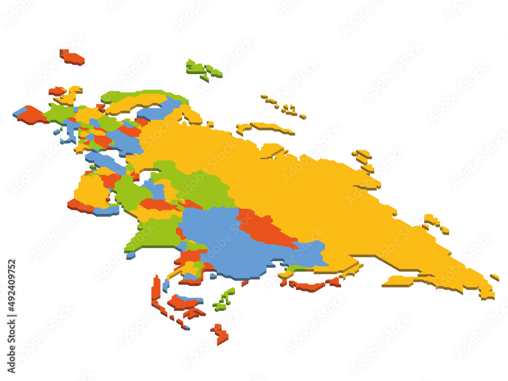 Wall mural isometric political map of eurasia - Wall murals