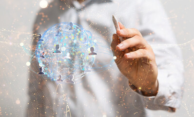 Global network. Blockchain. 3D illustration. Neural networks and artificial intelligence. Abstract