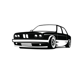 Fototapeta premium Vector american muscle car profile. Classic vehicle graphics design. Hot rod silhouette black and white. Cars label for web logo