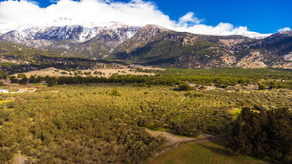 Fototapeta na wymiar Beautiful aerial shot of a mountain landscape in Crete, Greece