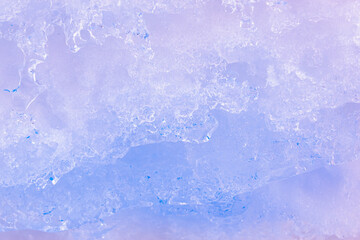 Spring snowmelt, snow turns into ice and melts.
