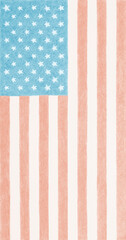The US national flag. Light patriotic vertical background or backdrop. Mobile phone wallpaper. Tinted hand-drawn Stars and Stripes. Independence Day and Flag Day