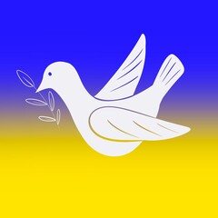 dove of peace against the background of the flag of Ukraine