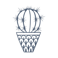Hand drawn cactus in flowerpot illustration