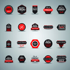 Set black friday sale badges and labels vector