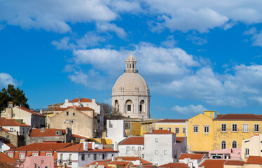 Fototapeta na wymiar Portugal, Streets of Lisbon and city skyline seen from Alfama lookout.