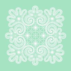 Lace square decoration. Vector illustration. Lace background