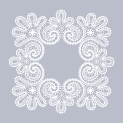 Lacy square frame. Vector illustration. Lace background