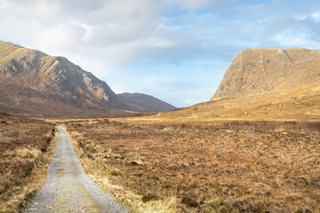 Track in Glen Mhiabhaig, Isle of Harris in the outer Hebrides, Scotland