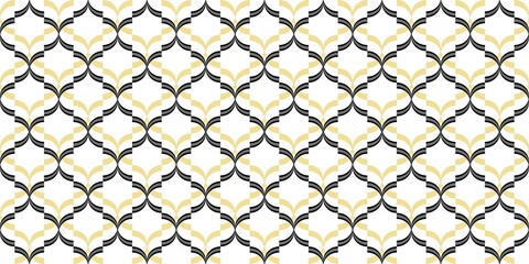 Fototapeta premium Moroccan Seamless Pattern. Oriental Subtle Ornament. Turkish Mosque Window Shape. Arabic Mosaic Tile Background. Eid Mubarak Muslim Decoration. Ramadan Kareem Islamic Illustration