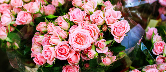 Bouquet Flowers Rose At Street Market 