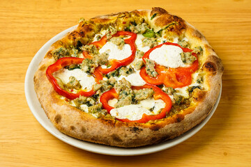 pizza with peppers and sausage