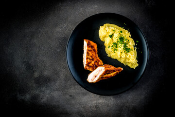 Chicken breast Cordon Bleu with potato mash