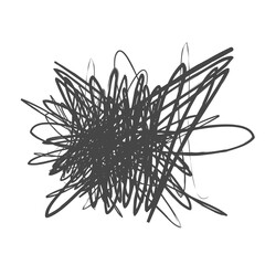 Tangled abstract scribble hand drawn line. Doodle vector tangles, black ines, circles. abstract scribble shape. chaos, depression, aggression, evil