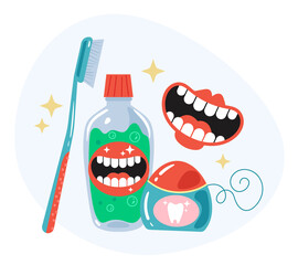 Cleaning tooth vector flat graphic design illustration