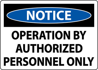 Notice Operation By Authorized Only Sign On White Background