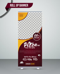 Food Roll-Up Banner Template Design
