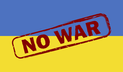 Obraz premium No War in Ukraine. Stop aggression. Ukrainian Flag. Save Ukraine and stop war. Warning sign. Vector illustration