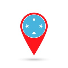 Map pointer with country Micronesia. Micronesia flag. Vector illustration.