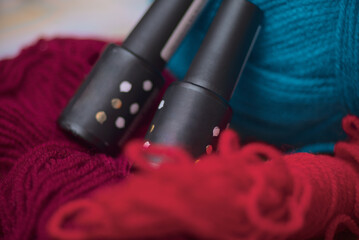 nail polishes are in a wooden box