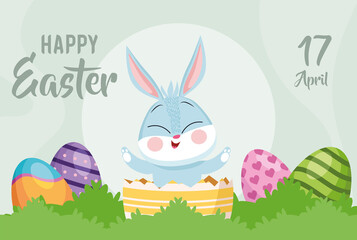 happy easter card with rabbit