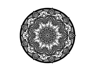 black and white mandala ornament hand drawn
