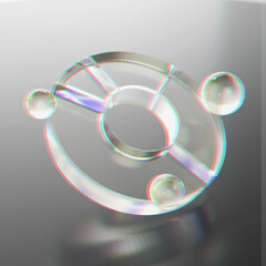 3d rendering, pie chart visualization or data visualization, glass icon