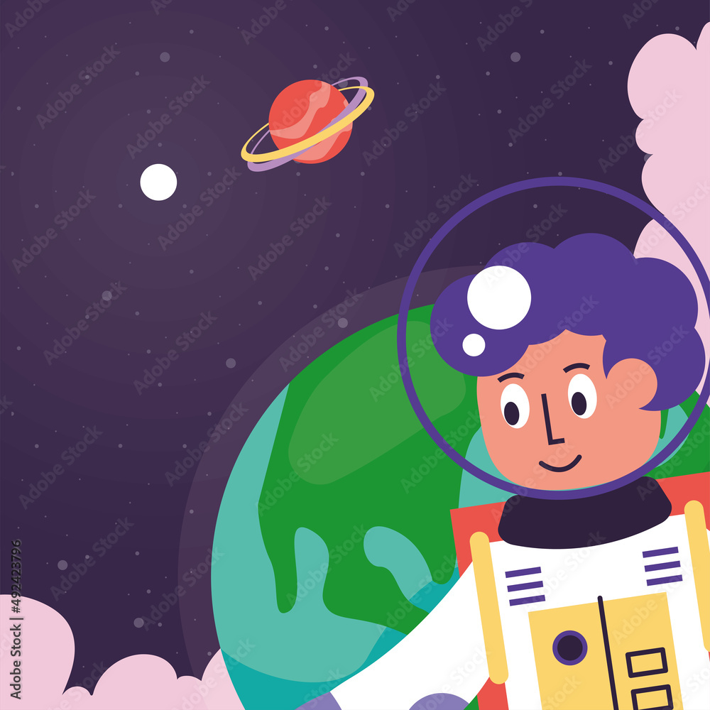 Poster astronaut and earth planet