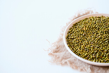mung beans, mung beans, green beans, golden beans, lu-dau, Asian beans on a light napkin