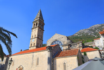 Fototapeta na wymiar Catholic church of Saint Nicholas in Perast in Montenegro
