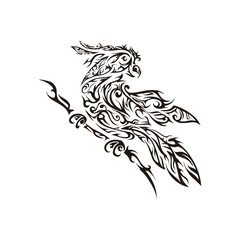 black and white bird tribal tattoo