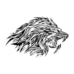hand drawn lion tribal tattoo art design