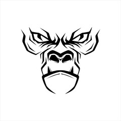 hand drawn gorilla face tribal tattoo
