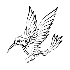 flying bird tribal art hand drawn