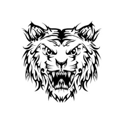 Fototapeta na wymiar lion headtribal mascot in black and white design