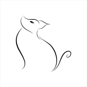 image of a cat line art han drawn