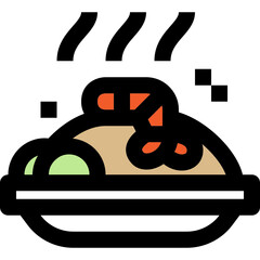 fry rice shrimp filled outline icon