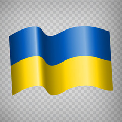 3D Realistic waving Flag of Ukraine on transparent background.  National Flag Ukraine for your web site design, app, UI. Europe. EPS10.