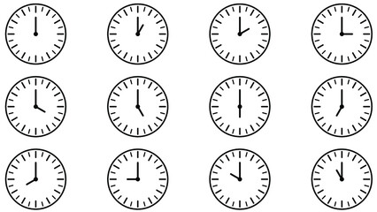 Clock. Icon set. Time of day.